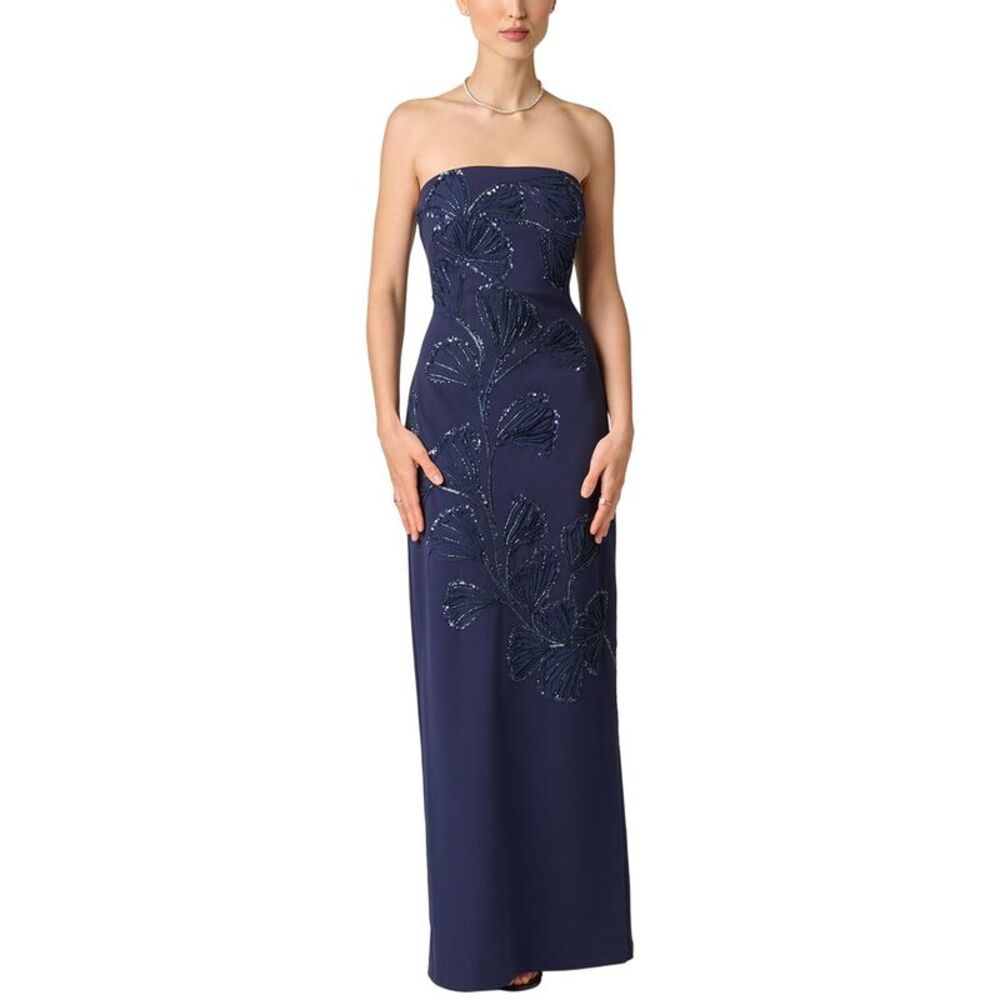 Aidan Mattox Womens Embroidered Crepe Long Dress